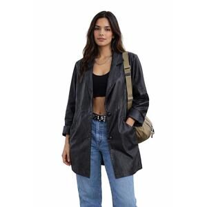 Maggie Lawrence Women's Black Leather Oversized Jacket - Women’s Size Medium